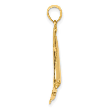 14K Gelbgold polierter Segelboot-Charm