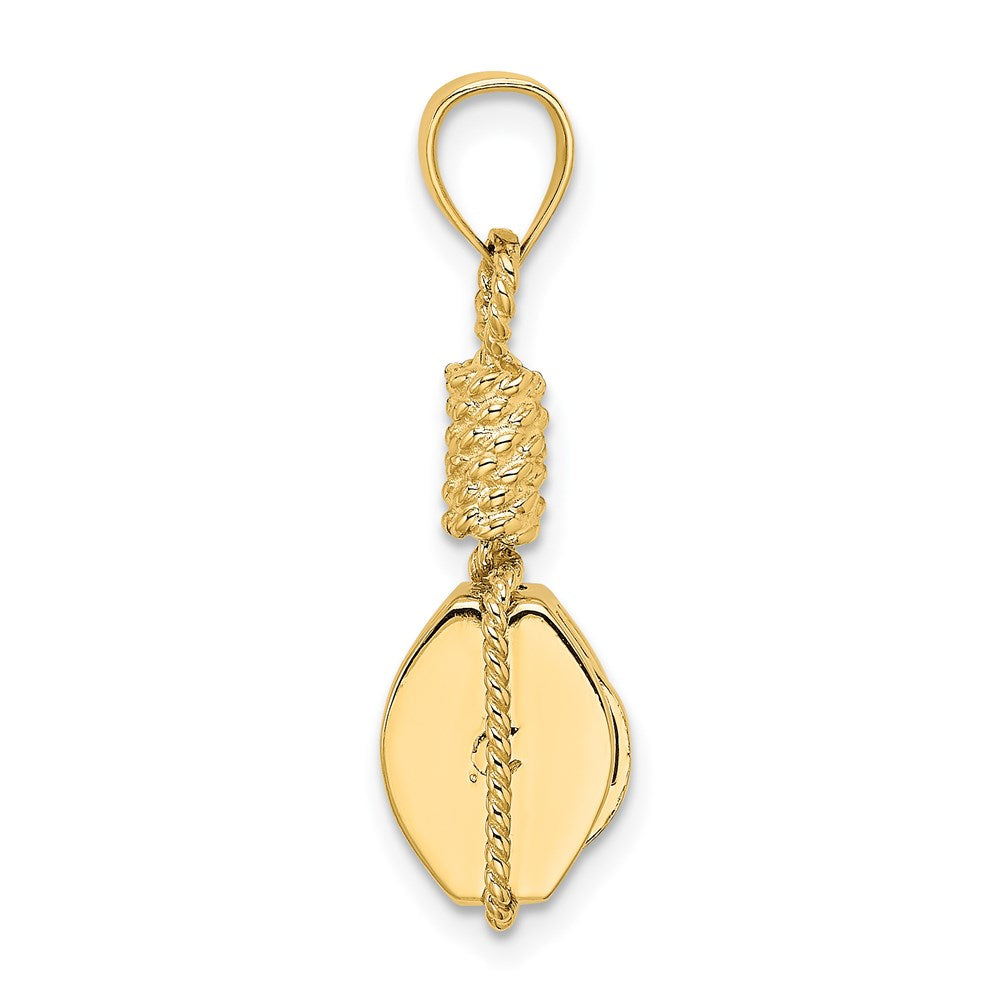 14K Gelbgold 3D-Block-Anker-Flaschenzug-Charm