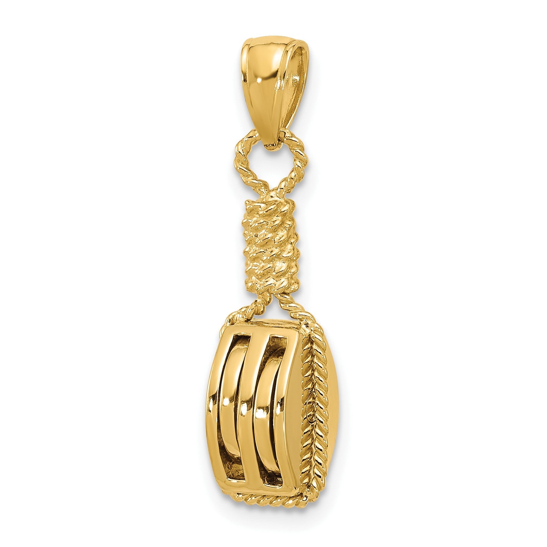 14K Gelbgold 3D-Block-Anker-Flaschenzug-Charm