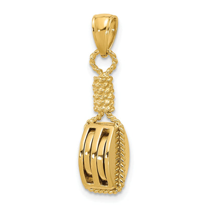 14K Gelbgold 3D-Block-Anker-Flaschenzug-Charm
