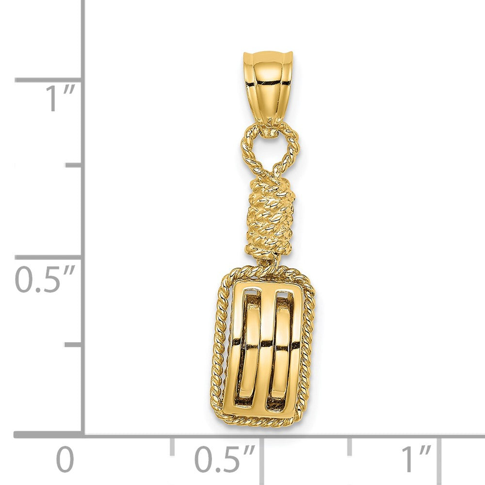 14K Gelbgold 3D-Block-Anker-Flaschenzug-Charm