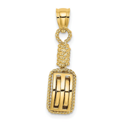 14K Gelbgold 3D-Block-Anker-Flaschenzug-Charm