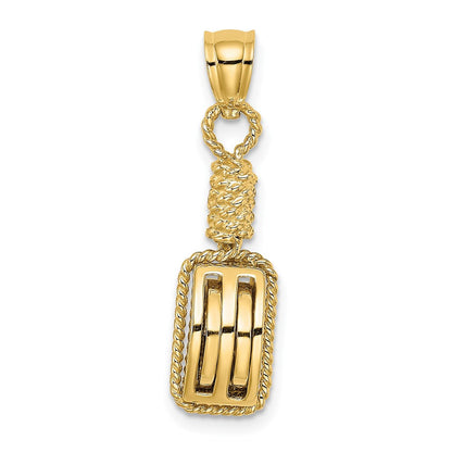 14K Gelbgold 3D-Block-Anker-Flaschenzug-Charm