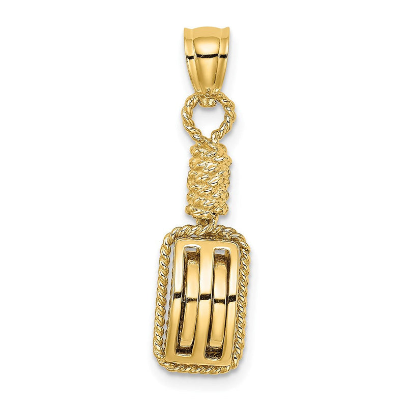 14K Gelbgold 3D-Block-Anker-Flaschenzug-Charm