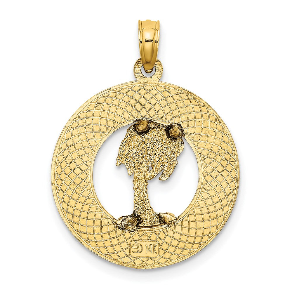 14K Gelbgold MYRTLE BEACH Kreis-Charm mit Palme