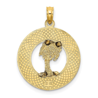 14K Gelbgold MYRTLE BEACH Kreis-Charm mit Palme