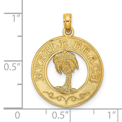 14K Gelbgold MYRTLE BEACH Kreis-Charm mit Palme