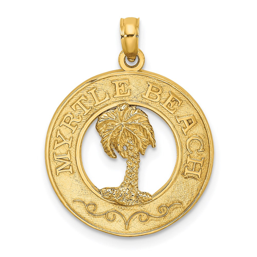 14K Gelbgold MYRTLE BEACH Kreis-Charm mit Palme