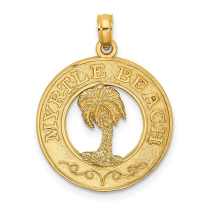 14K Gelbgold MYRTLE BEACH Kreis-Charm mit Palme
