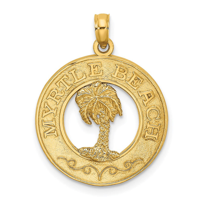 14K Gelbgold MYRTLE BEACH Kreis-Charm mit Palme