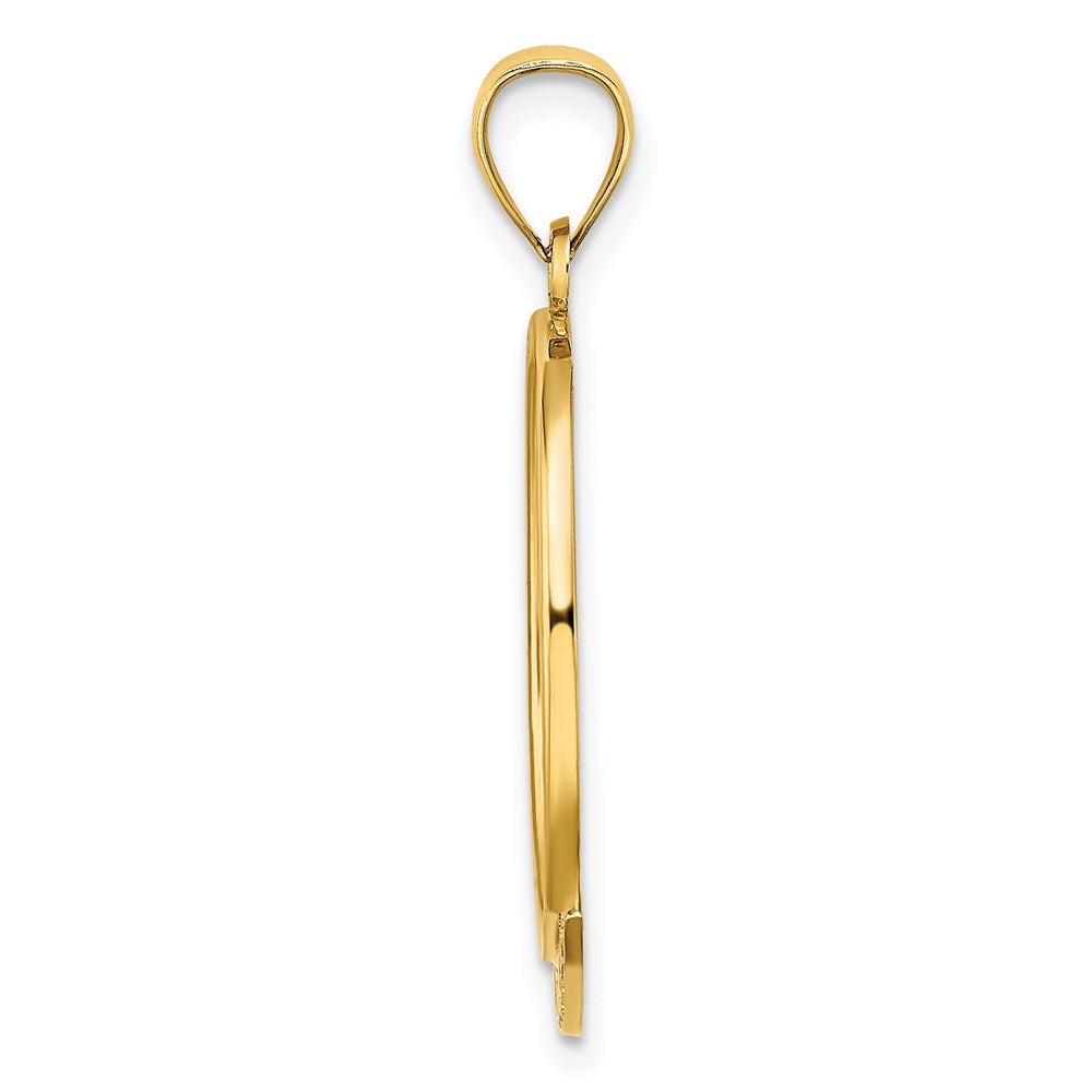 14K Gelbgold polierter Charm „KAUAI“ mit Delfinen und Wellen