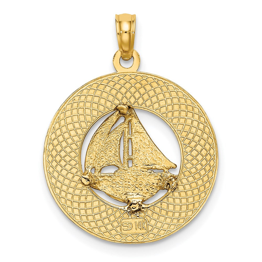 14 Karat Gelbgold NEWPORT RHODE ISLAND Charm mit Segelboot