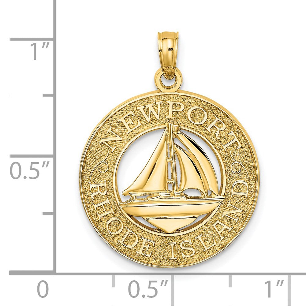 14 Karat Gelbgold NEWPORT RHODE ISLAND Charm mit Segelboot