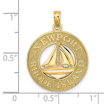 14 Karat Gelbgold NEWPORT RHODE ISLAND Charm mit Segelboot