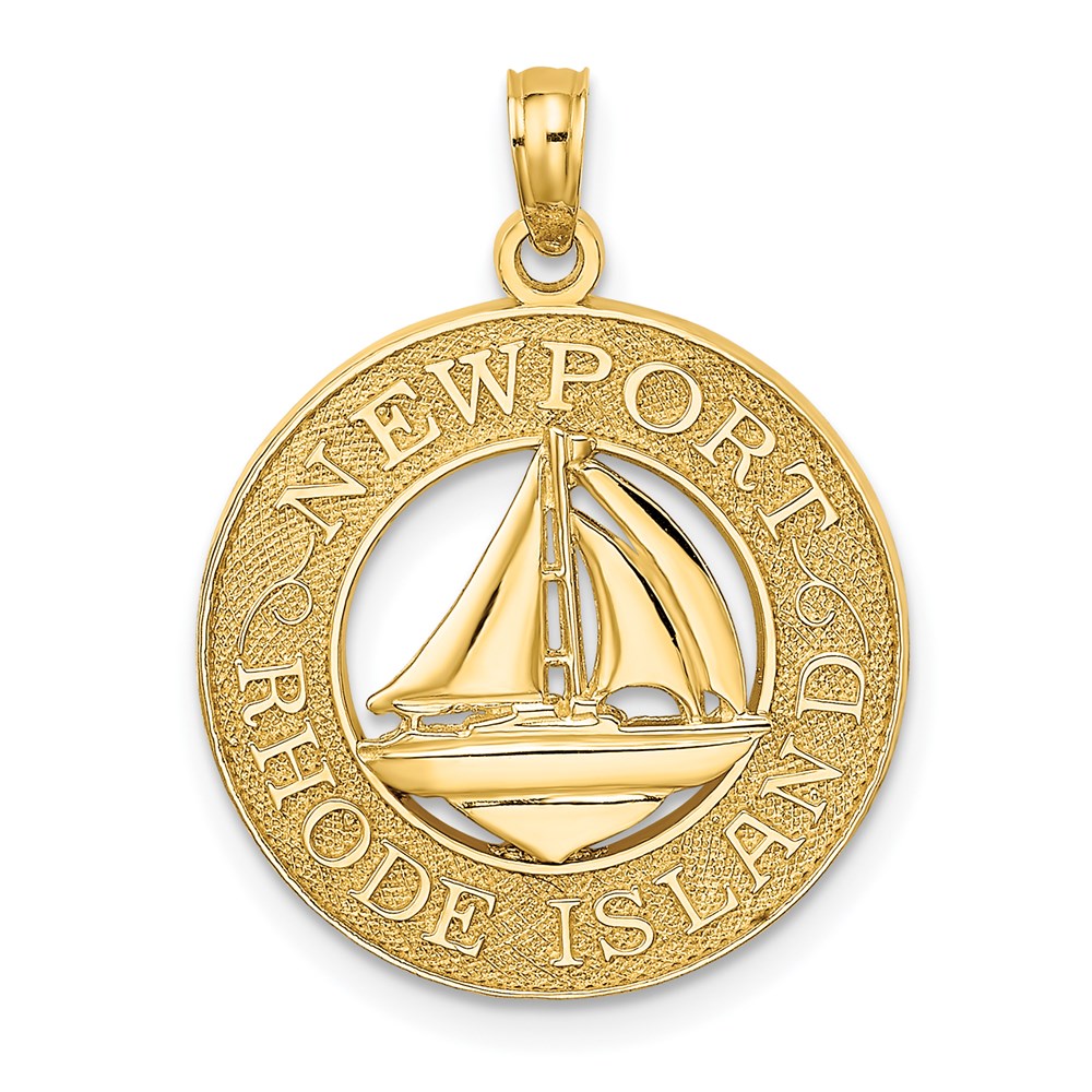 14 Karat Gelbgold NEWPORT RHODE ISLAND Charm mit Segelboot