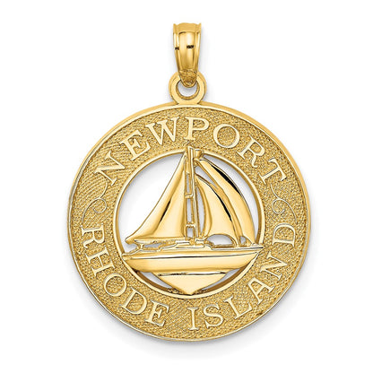 14 Karat Gelbgold NEWPORT RHODE ISLAND Charm mit Segelboot