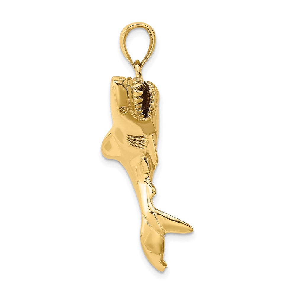 14K Gelbgold 3-D Hai-Charm, poliert
