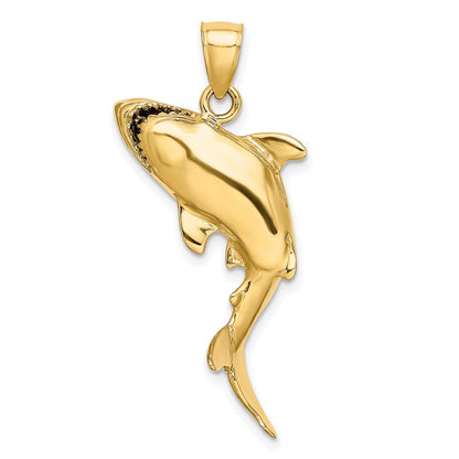 14K Gelbgold 3-D Hai-Charm, poliert