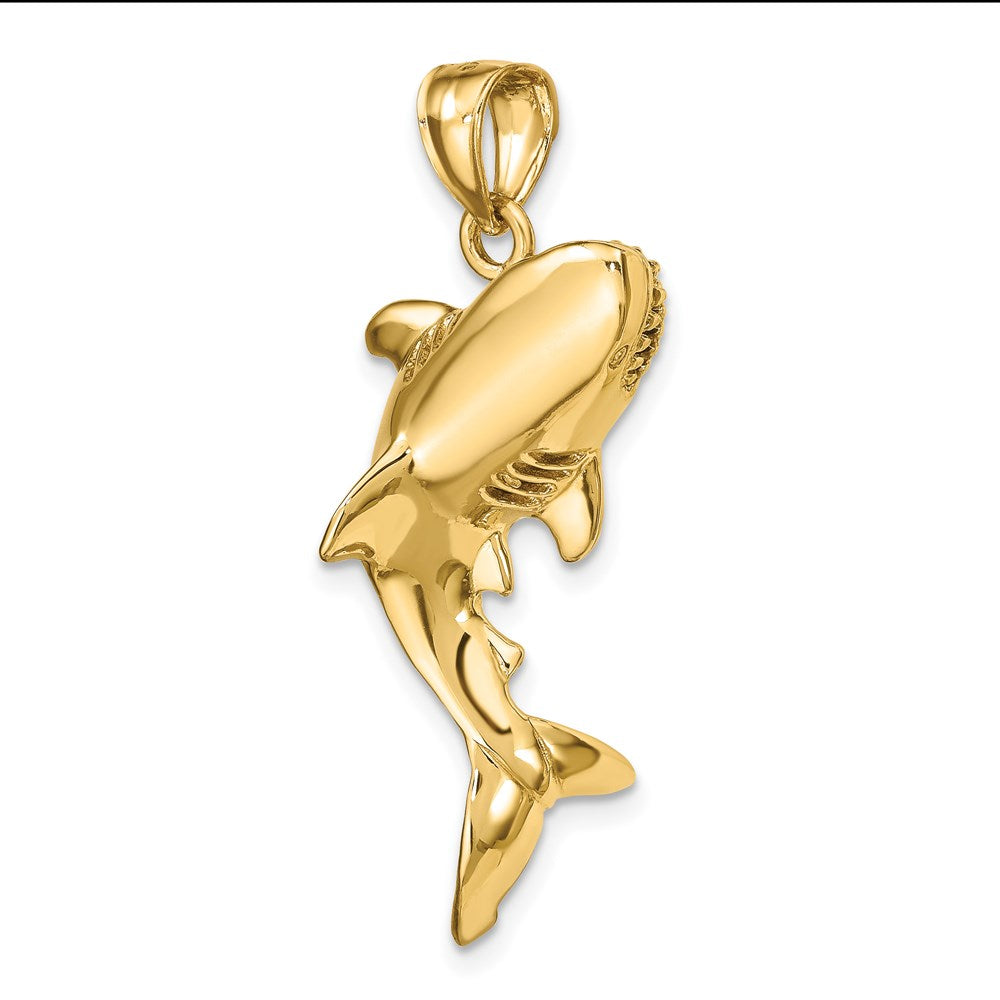 14K Gelbgold 3-D Hai-Charm, poliert