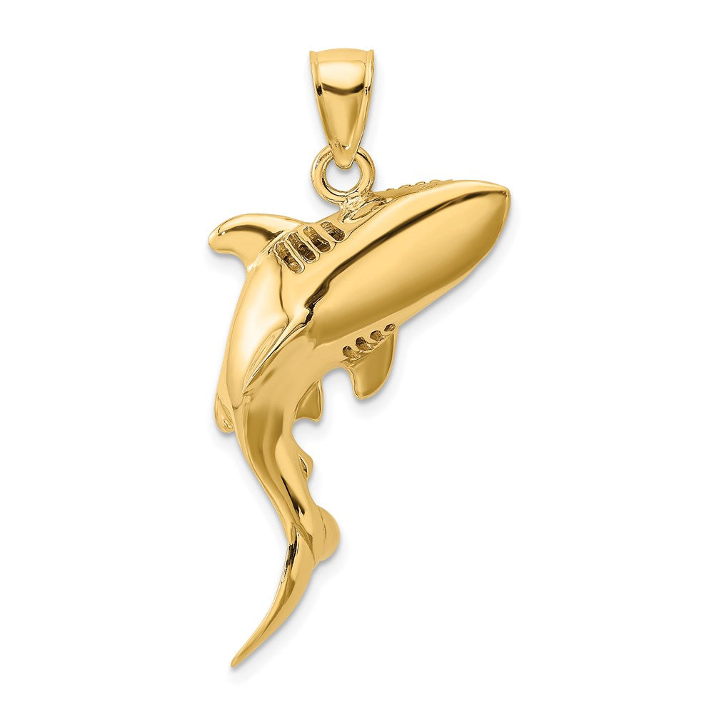 14K Gelbgold 3-D Hai-Charm, poliert