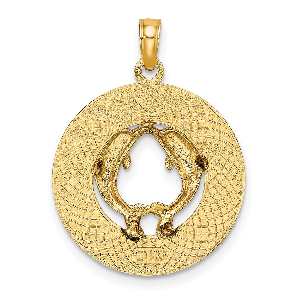 14k Gelbgold Charm „KENNEBUNKPORT ME“ mit Delfinen