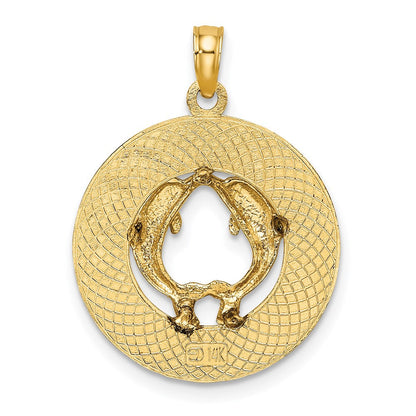 14k Gelbgold Charm „KENNEBUNKPORT ME“ mit Delfinen