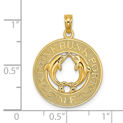 14k Gelbgold Charm „KENNEBUNKPORT ME“ mit Delfinen