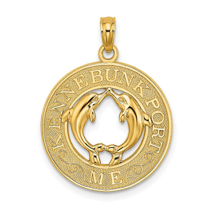 14k Gelbgold Charm „KENNEBUNKPORT ME“ mit Delfinen