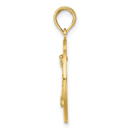14K Gelbgold Sankt-Augustinus-mit-Leuchtturm-Kreis-Charm