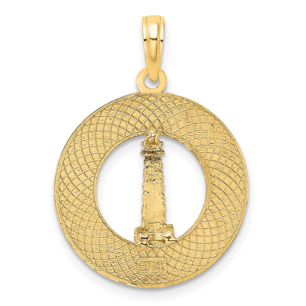 14K Gelbgold Sankt-Augustinus-mit-Leuchtturm-Kreis-Charm