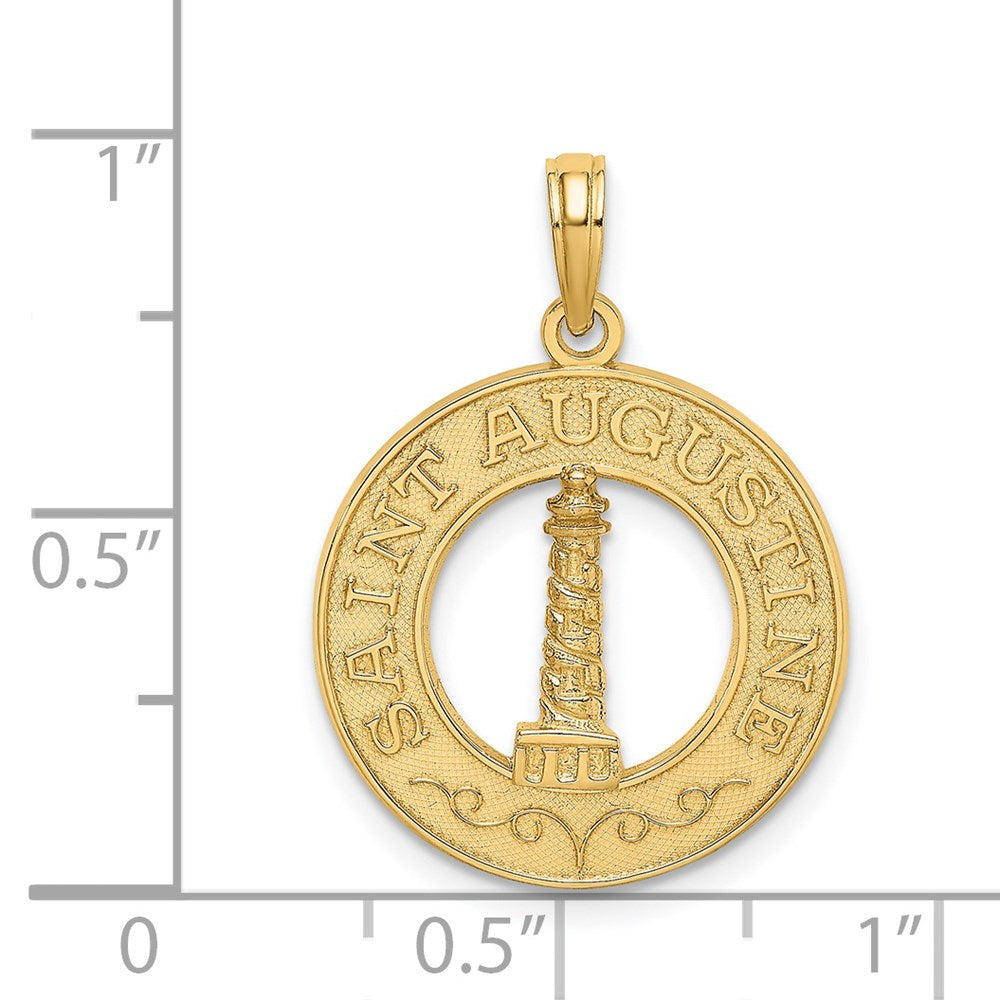 14K Gelbgold Sankt-Augustinus-mit-Leuchtturm-Kreis-Charm
