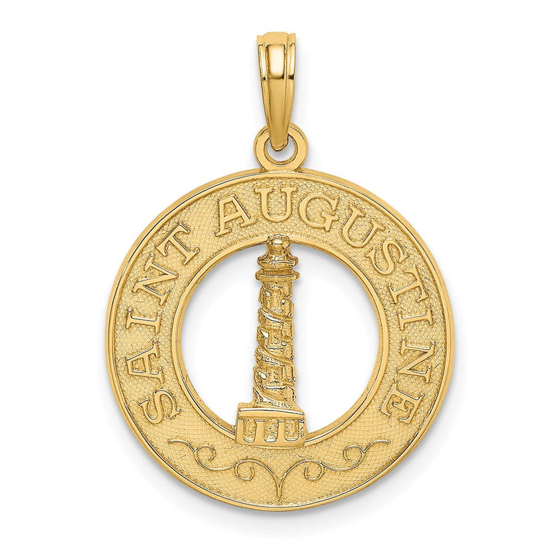 14K Gelbgold Sankt-Augustinus-mit-Leuchtturm-Kreis-Charm