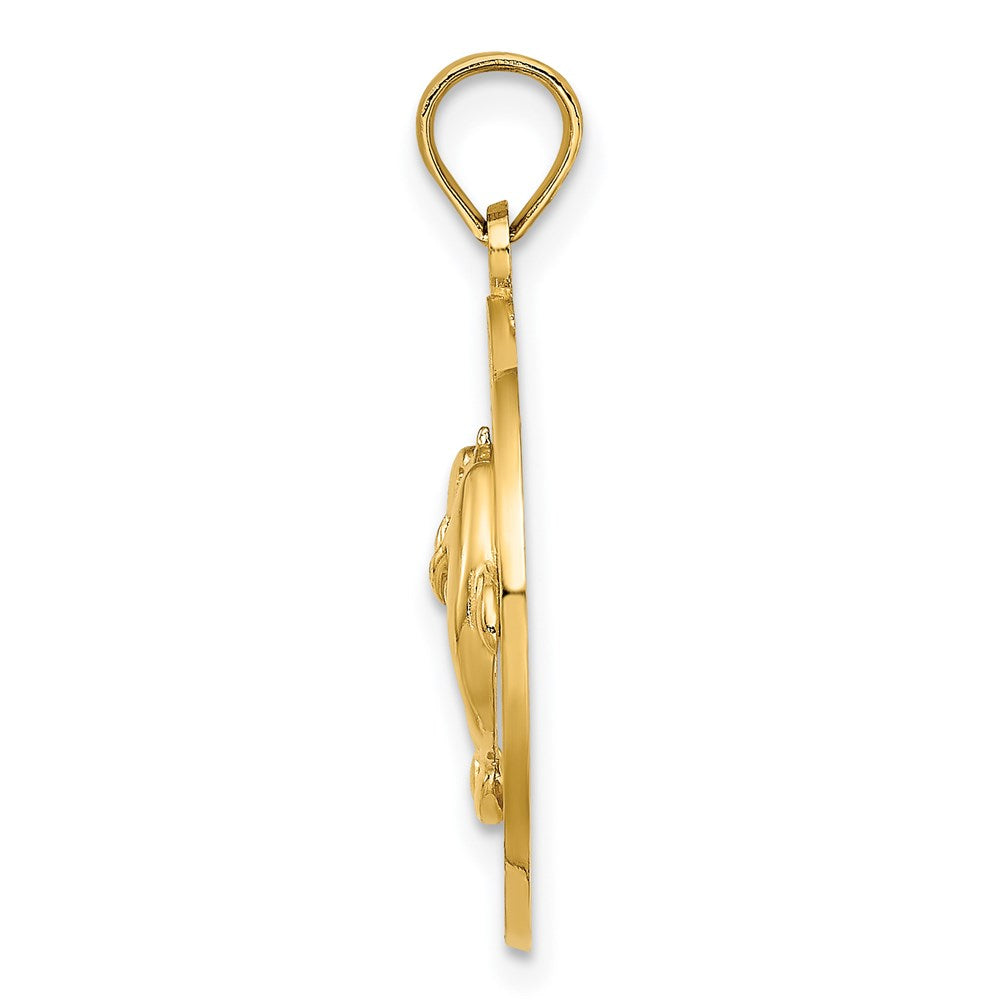 14K Gelbgold JAMAICA-Charm mit Delfinen im Kreis