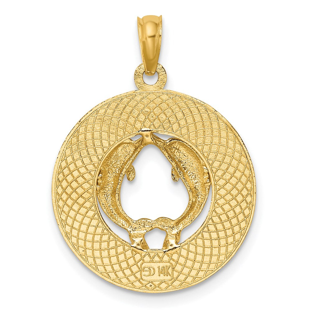 14K Gelbgold JAMAICA-Charm mit Delfinen im Kreis