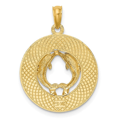 14K Gelbgold JAMAICA-Charm mit Delfinen im Kreis