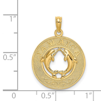 14K Gelbgold JAMAICA-Charm mit Delfinen im Kreis