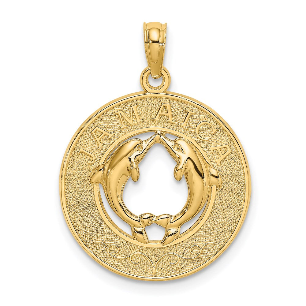 14K Gelbgold JAMAICA-Charm mit Delfinen im Kreis