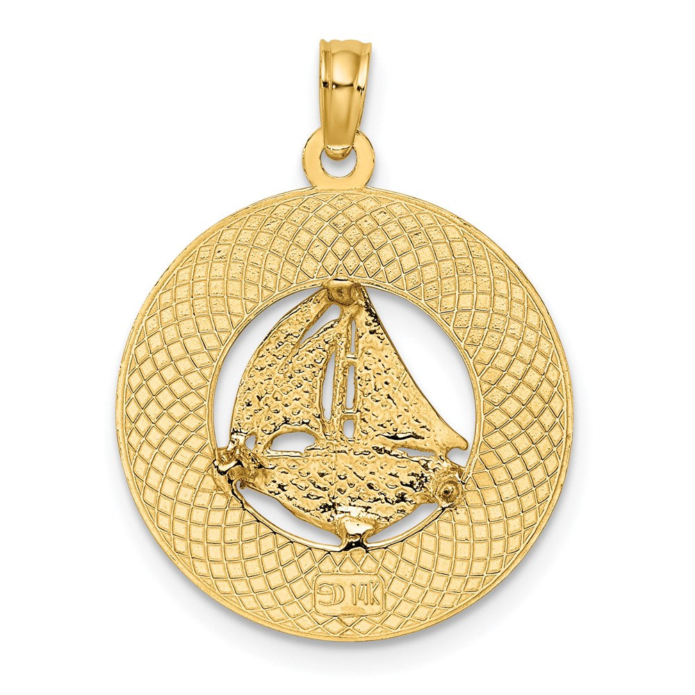 14 Karat Gelbgold JAMAICA mit Segelboot-Kreis-Charm