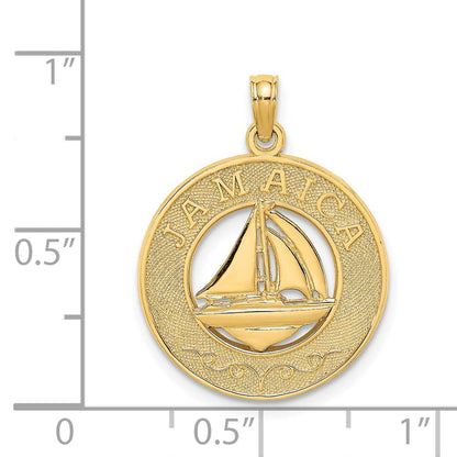 14 Karat Gelbgold JAMAICA mit Segelboot-Kreis-Charm