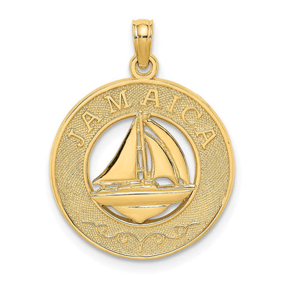 14 Karat Gelbgold JAMAICA mit Segelboot-Kreis-Charm
