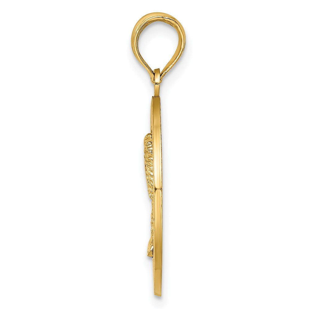 14 Karat Gelbgold Charm "Heiliger Augustinus mit Palme" im Kreis