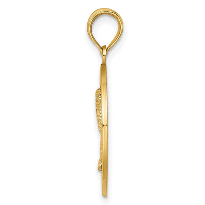 14 Karat Gelbgold Charm "Heiliger Augustinus mit Palme" im Kreis
