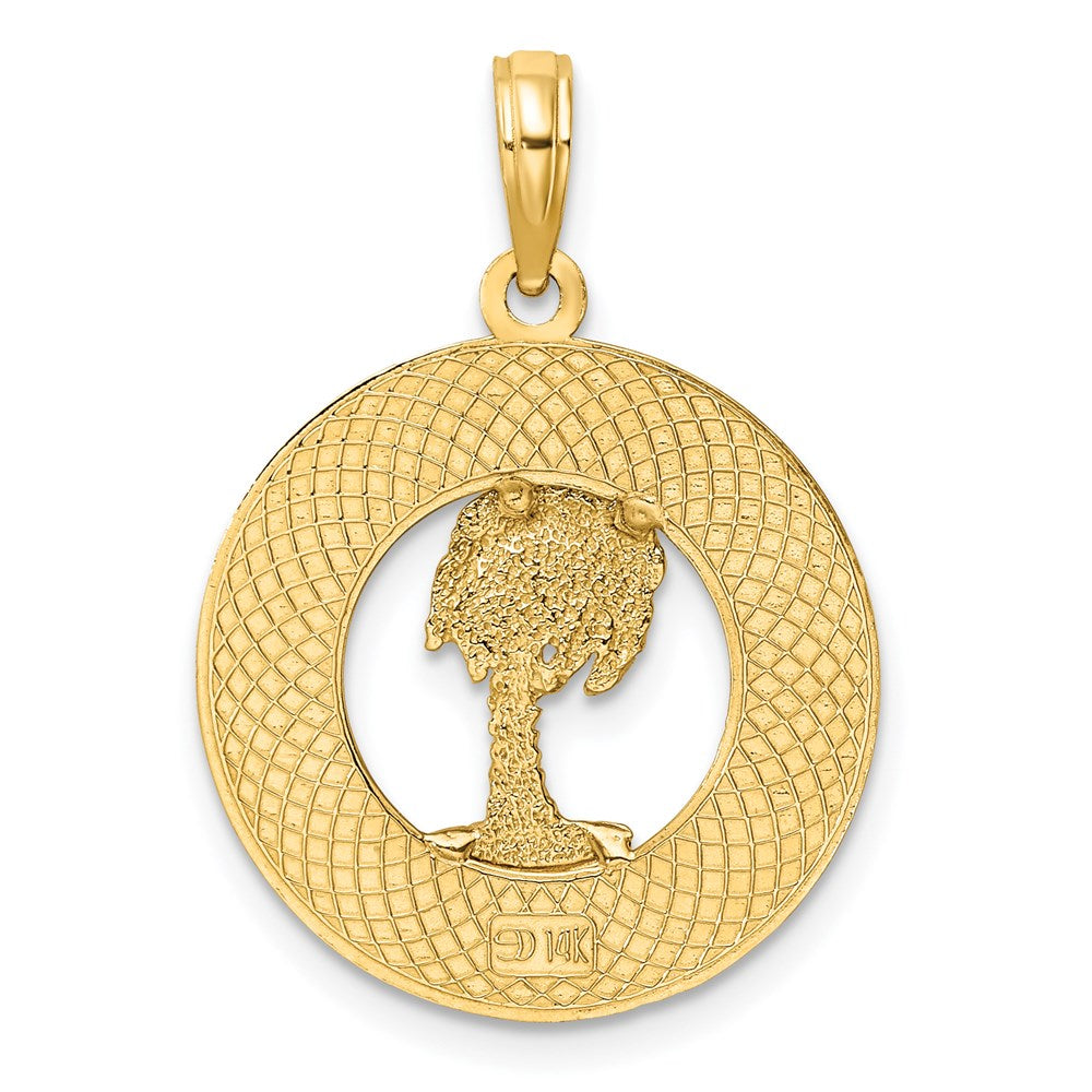 14 Karat Gelbgold Charm "Heiliger Augustinus mit Palme" im Kreis