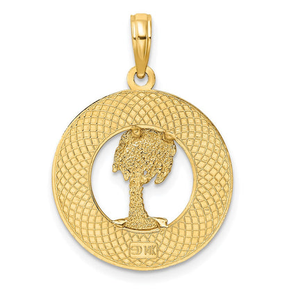 14 Karat Gelbgold Charm "Heiliger Augustinus mit Palme" im Kreis