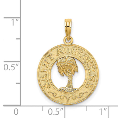 14 Karat Gelbgold Charm "Heiliger Augustinus mit Palme" im Kreis