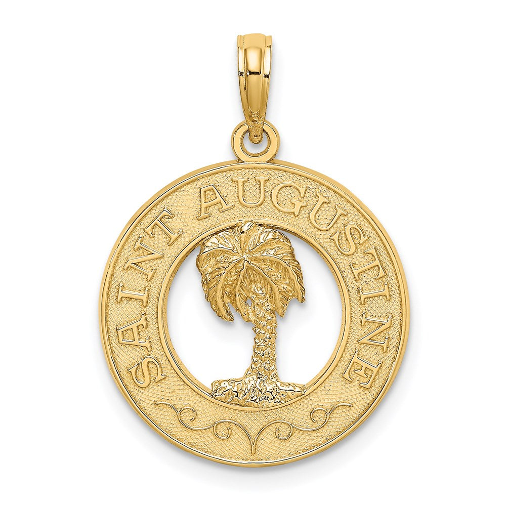 14 Karat Gelbgold Charm "Heiliger Augustinus mit Palme" im Kreis