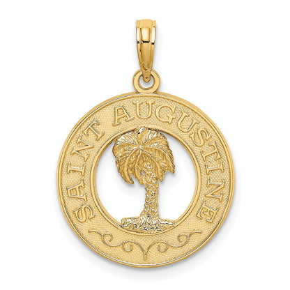 14 Karat Gelbgold Charm "Heiliger Augustinus mit Palme" im Kreis
