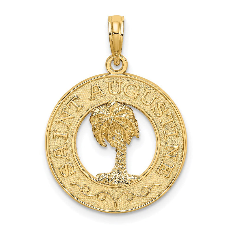14 Karat Gelbgold Charm "Heiliger Augustinus mit Palme" im Kreis