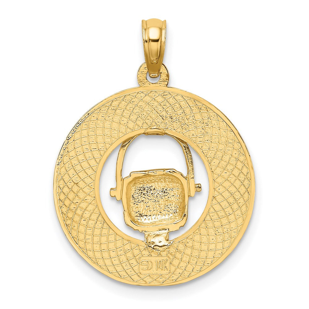 14K Gelbgold CHARLESTON Korb-Kreis-Charm