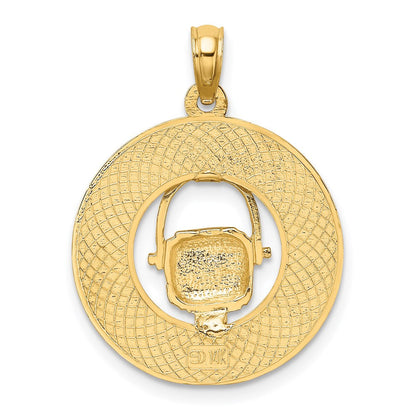 14K Gelbgold CHARLESTON Korb-Kreis-Charm